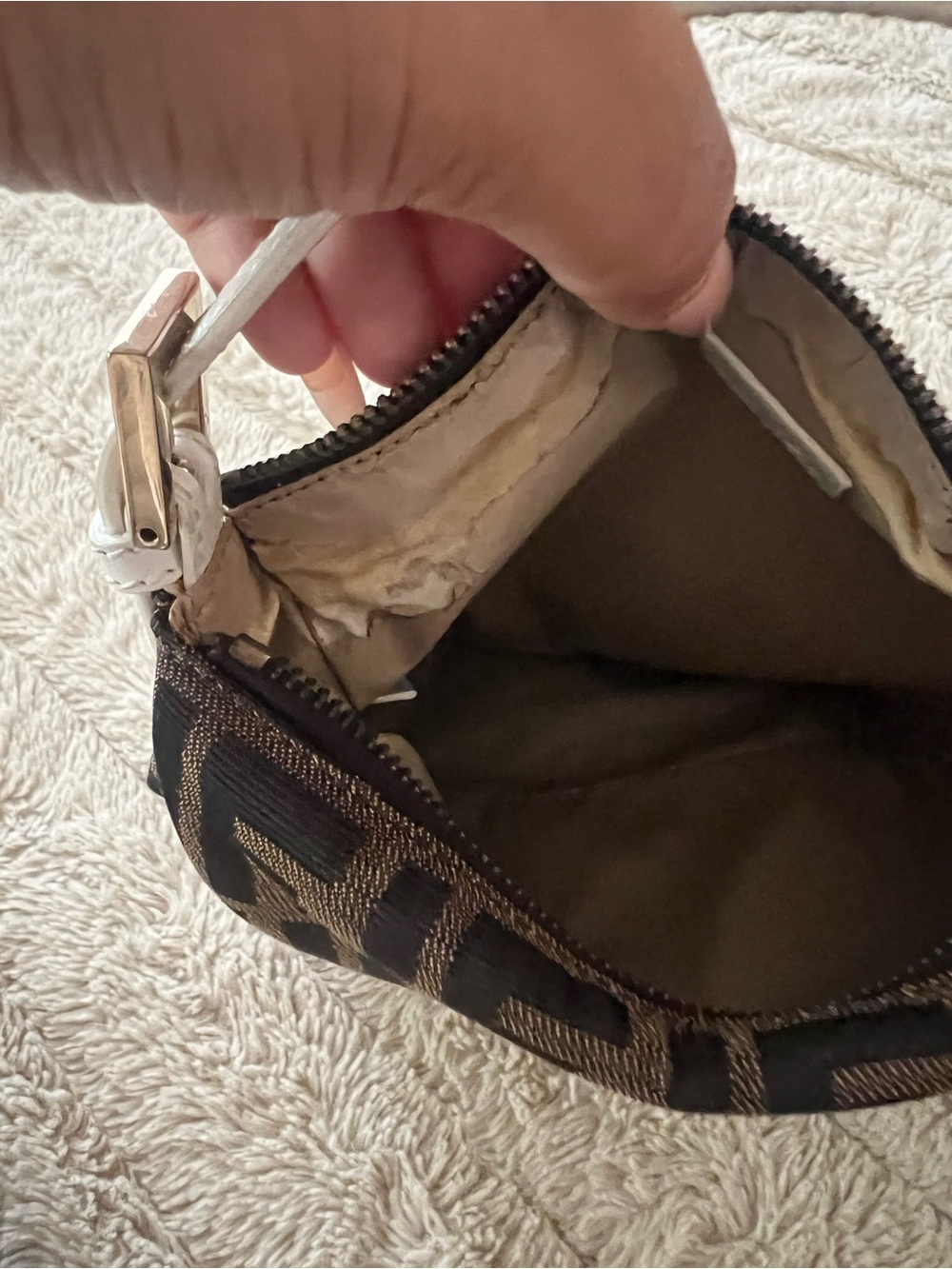 Fendi Brown and Black FF Logo Mini Baguette Shoulder Bag - Picture 2 of 7